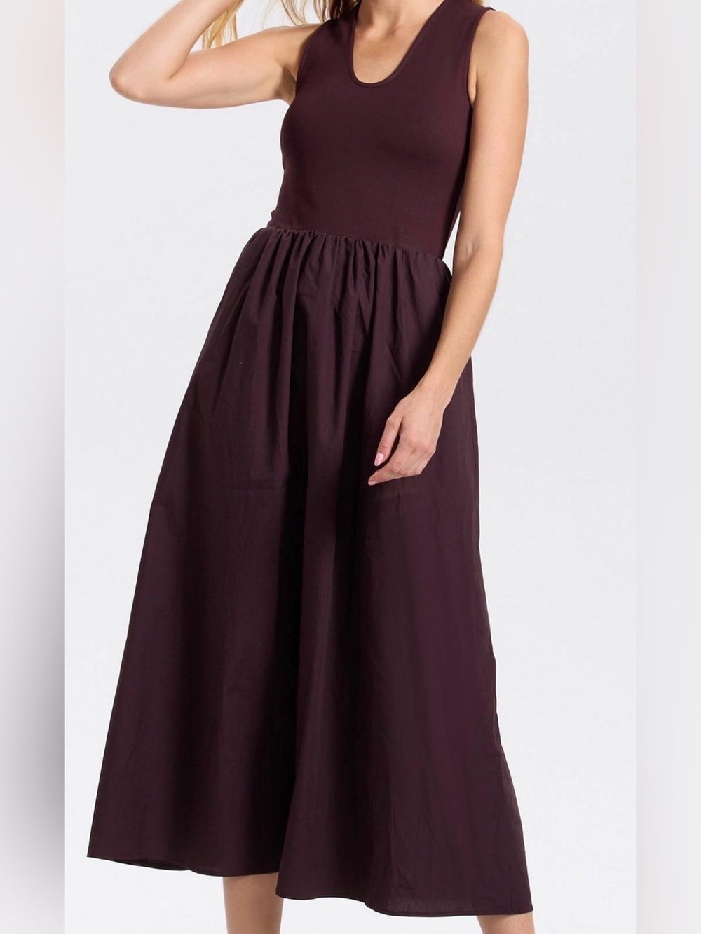 Sleeveless Plum Midi Dress